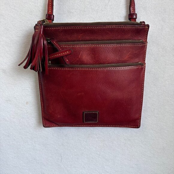 Dooney & Bourke Florentine Leather‎ Crossbody Rust Red Triple zip VTG - Picture 1 of 7